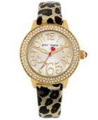 Betsey Johnson Watch, Women's Leopard-print Leather Strap 32mm Bj00251-01