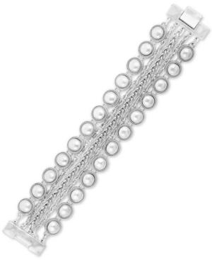 Lucky Brand Silver-tone Bead Multi-row Flex Bracelet