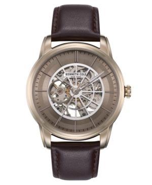 Kenneth Cole New York Men's Automatic Dark Brown Leather Strap Watch 45mm