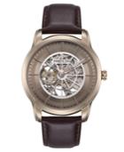 Kenneth Cole New York Men's Automatic Dark Brown Leather Strap Watch 45mm