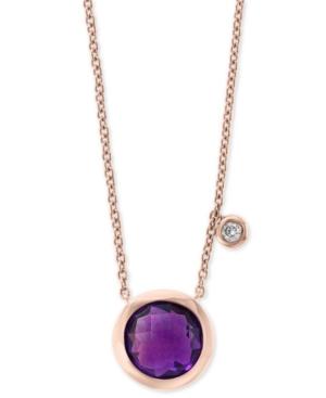 Effy Amethyst (1-1/2 Ct. T.w.) & Diamond Accent 18 Pendant Necklace In 14k Rose Gold