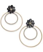 Thalia Sodi Two-tone Crystal Flower Double Hoop Earrings, Created For Macy's