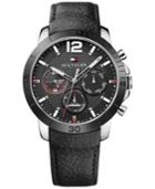 Tommy Hilfiger Men's Sophisticated Sport Black Leather Strap Watch 44mm 1791268