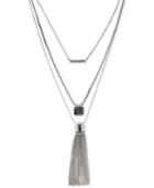 Kenneth Cole New York Silver-tone Convertible Pave And Tassel Layer Necklace