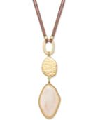 Inc International Concepts Gold-tone White Resin Stone Faux Suede Long Length Pendant Necklace, Only At Macy's