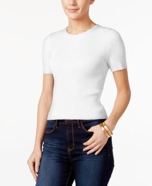 It's Our Time Juniors' Short-sleeve Back-zip Sweater