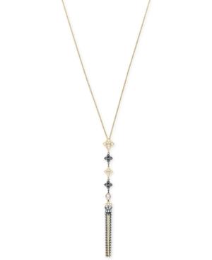 Swarovski Two-tone Crystal & Imitation Pearl Tassel Pendant Necklace, 23-2/3 + 2 Extender