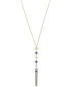 Swarovski Two-tone Crystal & Imitation Pearl Tassel Pendant Necklace, 23-2/3 + 2 Extender