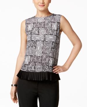 Tommy Hilfiger Lace-print Ruffle-hem Shell