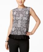 Tommy Hilfiger Lace-print Ruffle-hem Shell