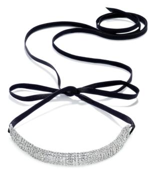 Inc International Concepts Silver-tone Pave Black Ribbon Choker Necklace, Only At Macy's