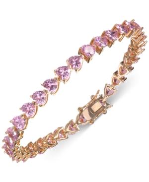 Nina Gold-tone Cubic Zirconia Heart Link Bracelet