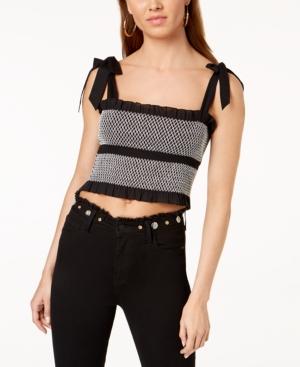 Guess Sicily Smocked Cotton Crop Top
