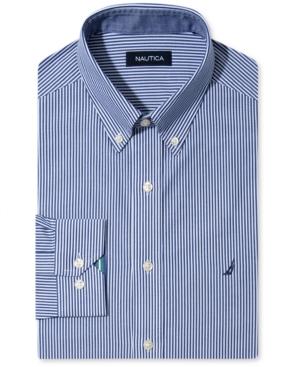 Nautica Dress Shirt, Navy And White Stripe Long Sleeve Shirt