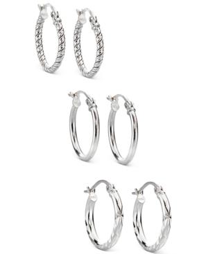 Giani Bernini 3-pc. Hoop Earrings Set In Sterling Silver, Only At Macy's