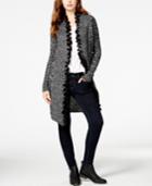 Bcx Juniors' Faux-fur Trim Marled Maxi Cardigan