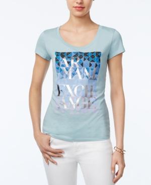 Armani Exchange Metallic-detail Graphic T-shirt