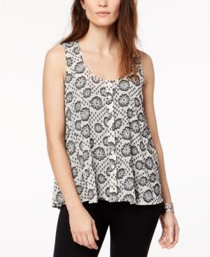 Style & Co Printed Sleeveless Button-front Top, Created For Macy's
