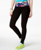 Material Girl Active Juniors' Floral-print Lace-trim Leggings, Only At Macy's