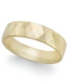 Geometric Textured Wedding Band In 18k Gold