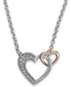 Diamond Double Heart Pendant In Sterling Silver And 14k Rose Gold (1/5 Ct. T.w.)