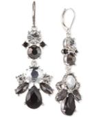 Nine West Silver-tone Monochromatic Stone And Crystal Chandelier Earrings