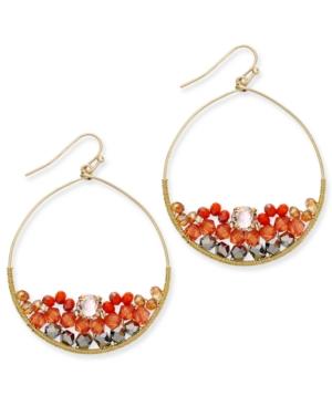 Inc International Concepts Gold-tone Wire Wrapped Bead Cluster Gypsy Hoop Earrings, Only At Macy's