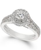 X3 Certified Diamond Halo Engagement Ring In 18k White Gold (1-1/4 Ct. T.w.)