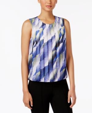 Calvin Klein Petite Printed Pleated Top