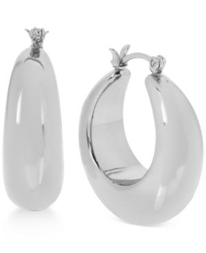 Touch Of Silver Large Wide Hoop Earrings In Silver-plated Metal