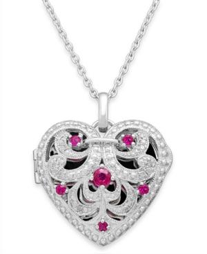 Ruby (1/3 Ct. T.w.) And Diamond Accent Heart Pendant Necklace In Sterling Silver