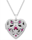 Ruby (1/3 Ct. T.w.) And Diamond Accent Heart Pendant Necklace In Sterling Silver
