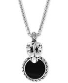 Effy Men's Onyx (4-1/2mm) & Diamond Accent Panther 20 Pendant Necklace In Sterling Silver