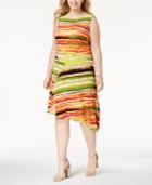 Ellen Tracy Plus Size Printed Asymmetrical Dress