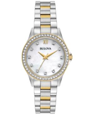 Bulova Women's Two-tone Stainless Steel Bracelet Watch & Pendant Necklace With Stud Earrings Box Set 30mm 98x112