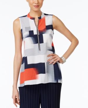 Alfani Printed Zip-up Top, Only At Macy's