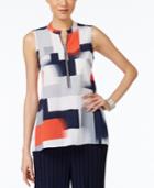 Alfani Printed Zip-up Top, Only At Macy's