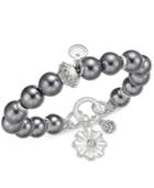 Charter Club Large Round Bead Crystal-enhanced Flower Charm Stretch Bracelet, Only At Macy's