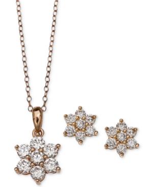 Giani Bernini Cubic Zirconia Flower Pendant Necklace And Stud Earrings Set In 18k Gold-plated, 18k Rose Gold-plated Sterling Silver And Sterling Silver, Only At Macy's