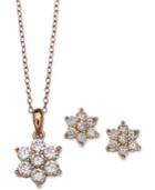 Giani Bernini Cubic Zirconia Flower Pendant Necklace And Stud Earrings Set In 18k Gold-plated, 18k Rose Gold-plated Sterling Silver And Sterling Silver, Only At Macy's