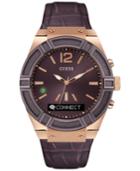 Guess Men's Analog-digital Connect Brown Leather Strap Smart Watch 45mm C0001g2