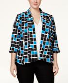 Kasper Plus Size Geo-print Open-front Jacket