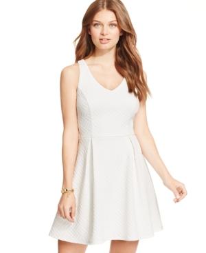 Emerald Sundae Juniors' X-back Textured Skater Dress