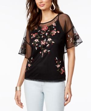 Thalia Sodi Embroidered Mesh Top, Created For Macy's