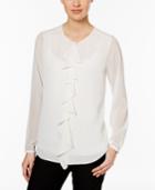 Tommy Hilfiger Sheer-stripe Ruffle-front Blouse