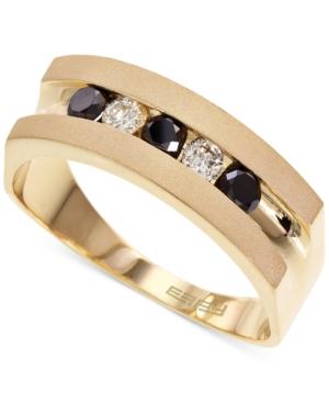 Effy Men's Black And White Diamond Band In 14k Gold (1/2 Ct. T.w.)