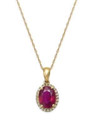 Ruby And White Sapphire Oval Pendant Necklace In 10k Gold (2-1/2 Ct. T.w.), Created For Macy's