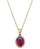 Ruby And White Sapphire Oval Pendant Necklace In 10k Gold (2-1/2 Ct. T.w.), Created For Macy's