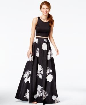 Sequin Hearts Juniors' 2-pc. Floral-print A-line Gown, A Macy's Exclusive Style