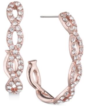 Anne Klein Rose Gold-tone Braided Pave J-hoop Earrings